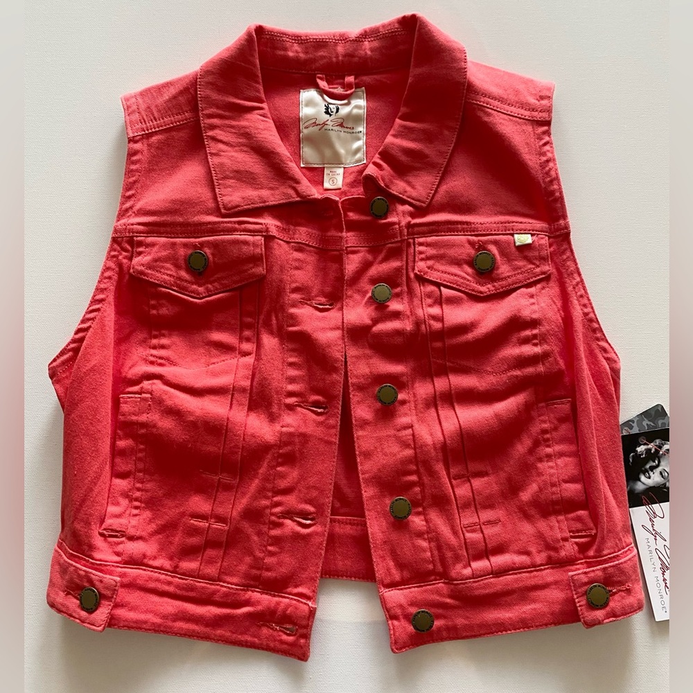 Marilyn Monroe botton-down Crop Vest - Coral